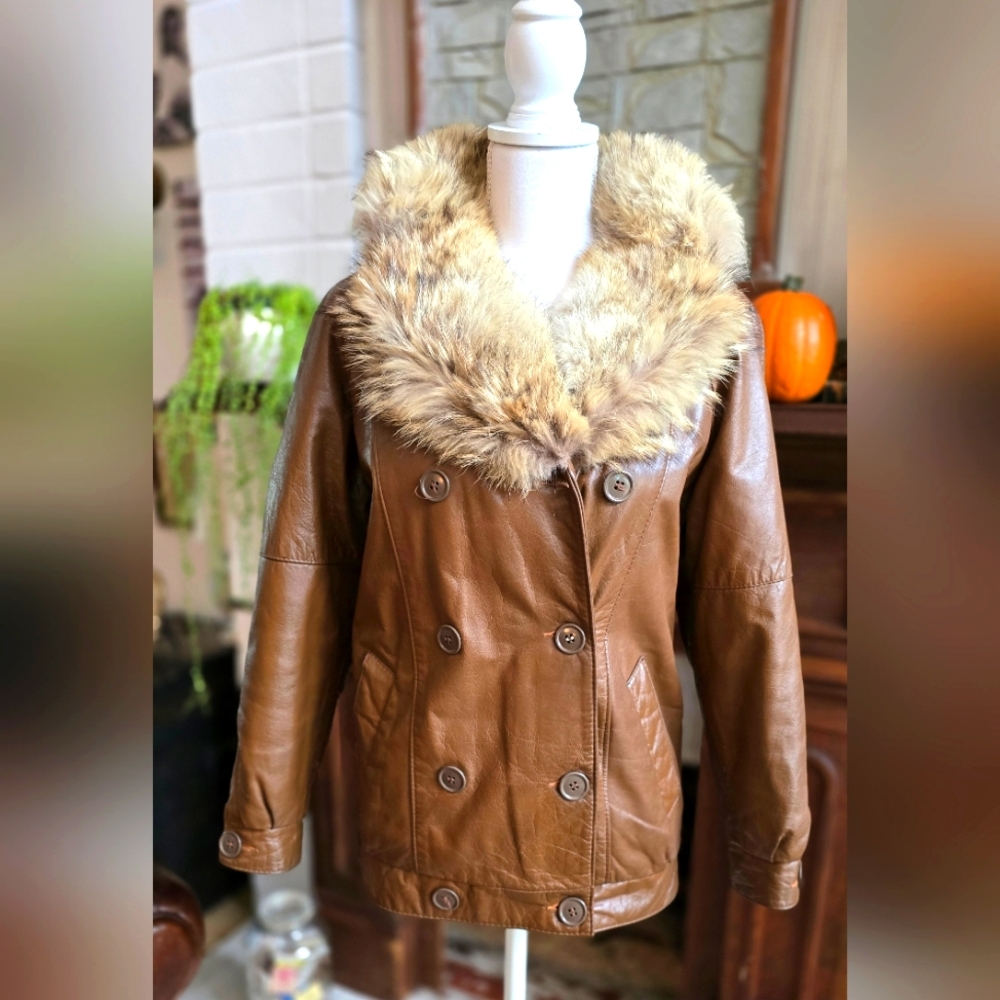 VINTAGE 1970's GENUINE LEATHER JONATHAN CHRISTOPHER Jacket Size 6 Made in Canada